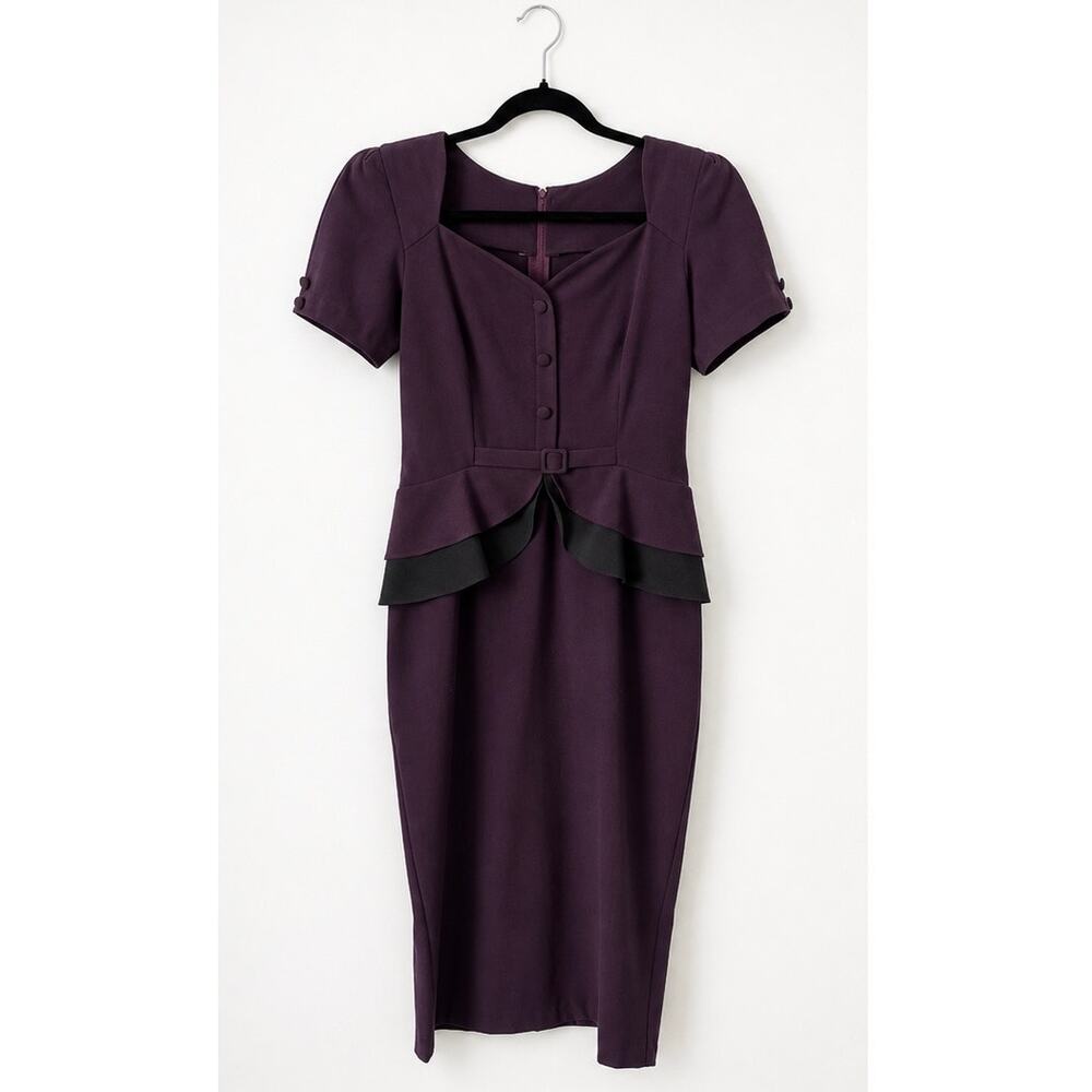 Stop Staring! Purple Peplum Pencil Dress Size M